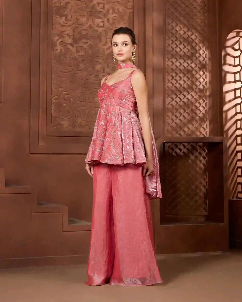 Blush Rose Sharara Set for Festive & Wedding Occasion Wear - AgapiSharara Set