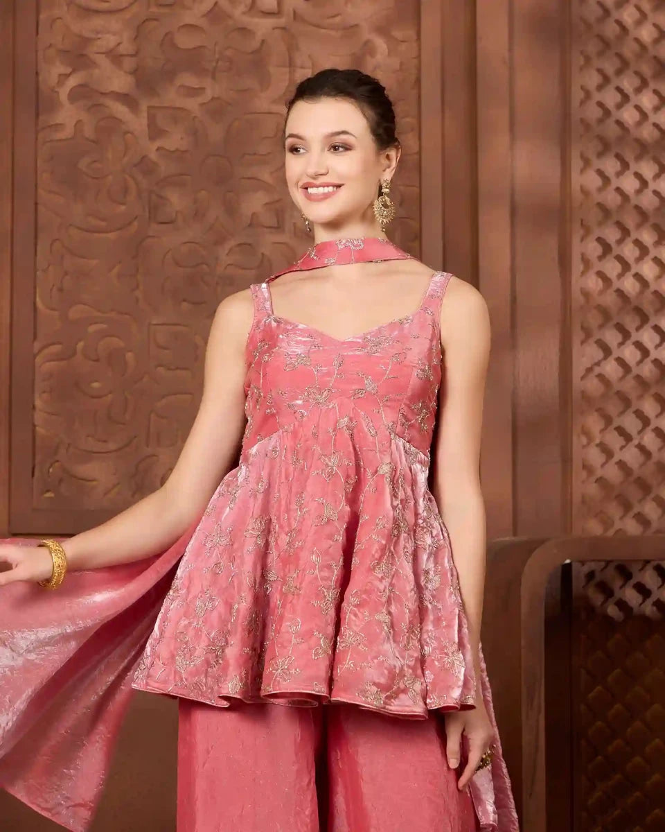 Blush Rose Sharara Set for Festive & Wedding Occasion Wear - AgapiSharara Set
