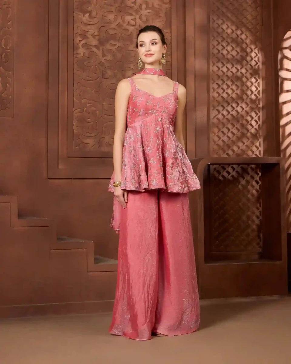 Blush Rose Sharara Set for Festive & Wedding Occasion Wear - AgapiSharara Set