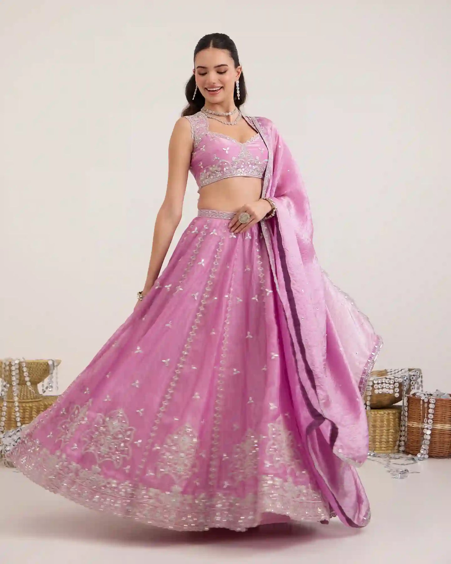 Elegant lavender lehenga set for wedding and festive wear
