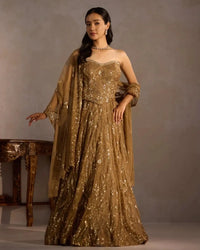 Golden Corset Sequin Lehenga for Party & Wedding Wear - AgapiLehengas