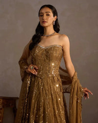 Golden Corset Sequin Lehenga for Party & Wedding Wear - AgapiLehengas