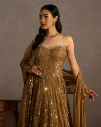 Golden Corset Sequin Lehenga for Party & Wedding Wear - AgapiLehengas