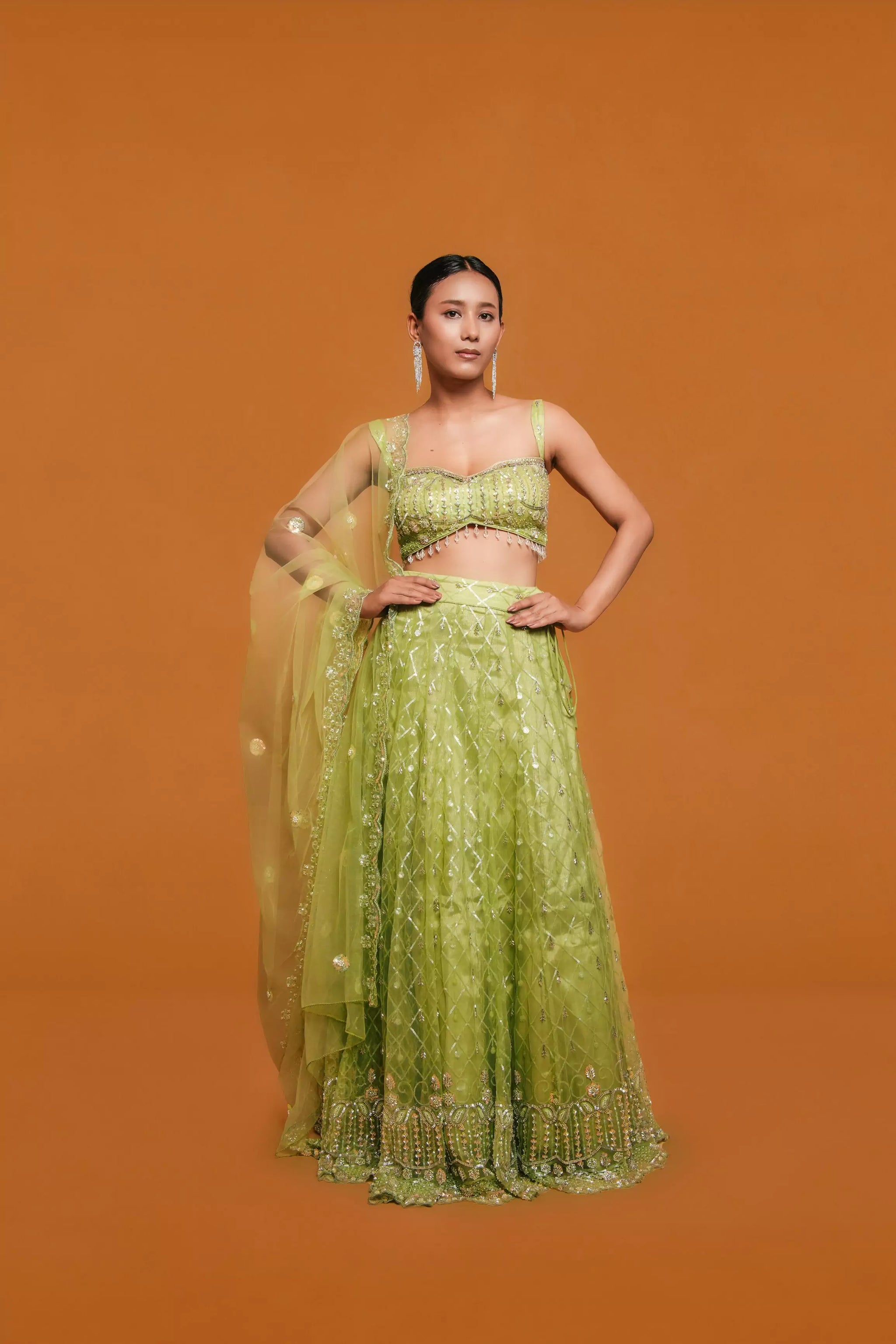 Mint Green Lehenga – Katdana Work