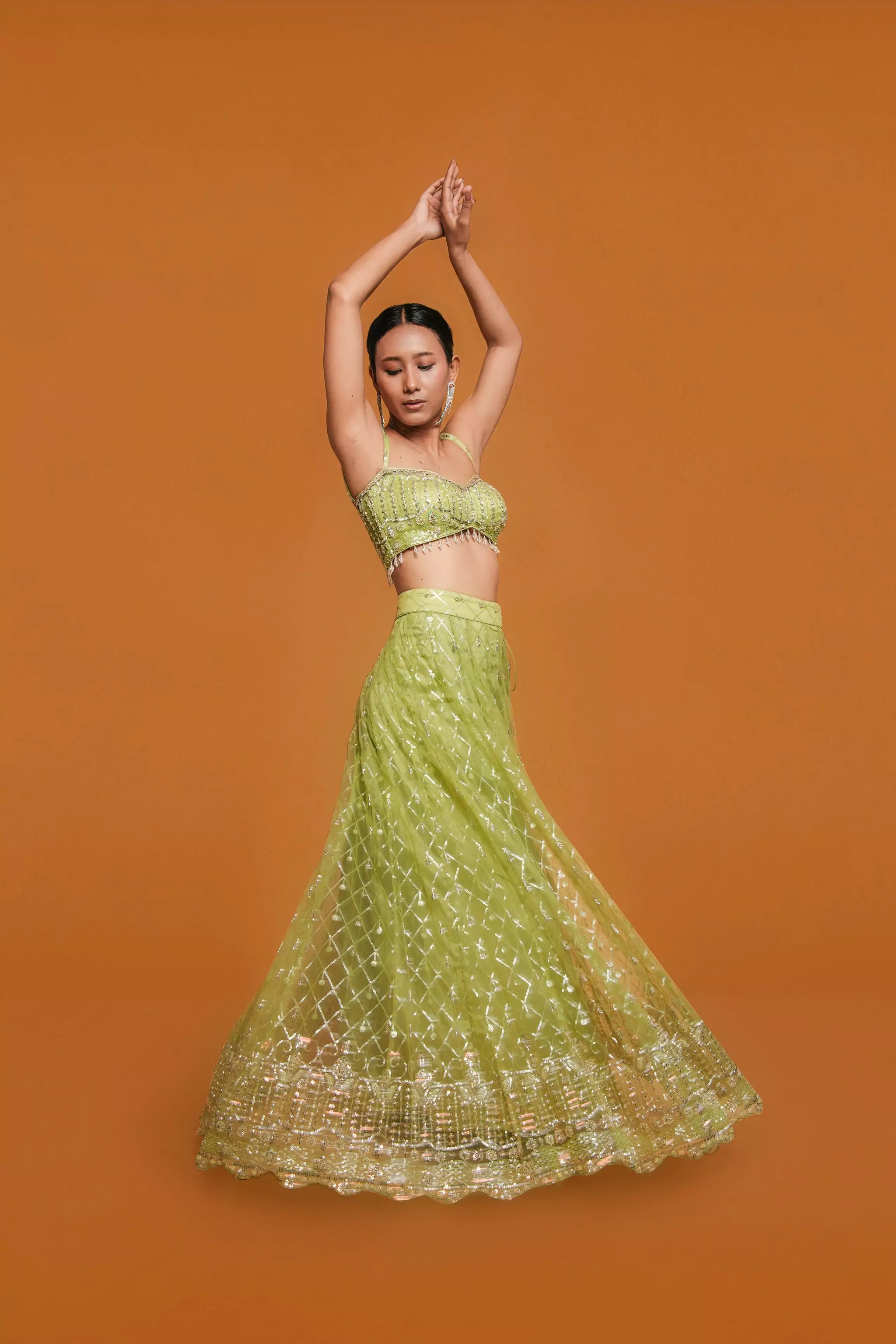 Mint Green Lehenga – Katdana Work