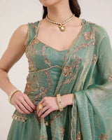 Mira Teal Green Fendi Silk Lehenga