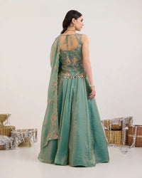 Mira Teal Green Fendi Silk Lehenga