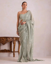 Green Metallic Saree for Women - AgapiSarees