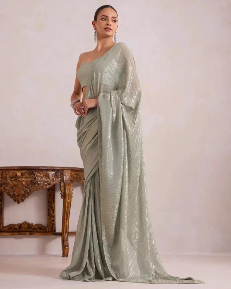 Green Metallic Saree for Women - AgapiSarees