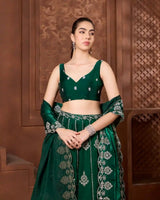 Inara Emerald sleeveless Lehenga Set - AgapiLehengas