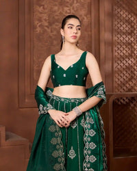 Inara Emerald sleeveless Lehenga Set - AgapiLehengas