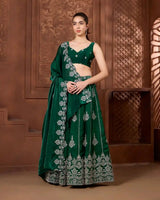 Inara Emerald sleeveless Lehenga Set - AgapiLehengas