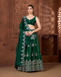 Inara Emerald sleeveless Lehenga Set - AgapiLehengas