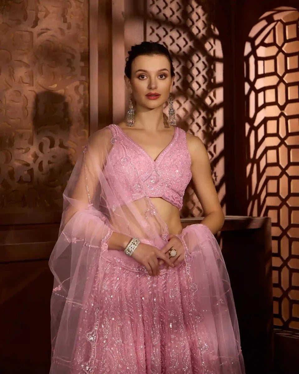 Ira Soft Blush Designer Lehenga for Wedding & Festive Wear - AgapiLehengas