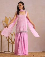 Lavender Hand Work Gharara Set - AgapiGharara Set