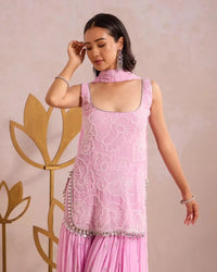 Lavender Hand Work Gharara Set - AgapiGharara Set