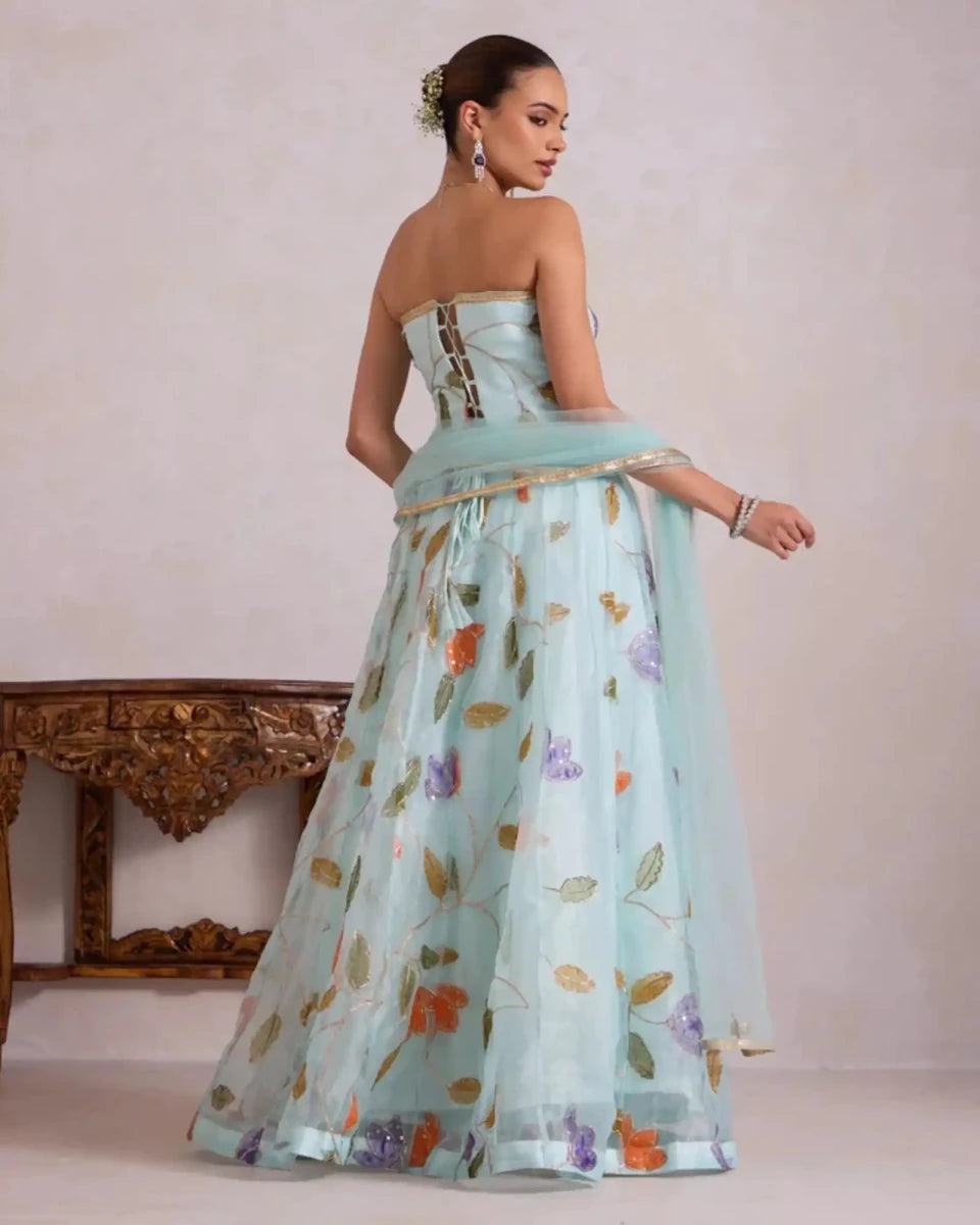 Light Blue Tulip Lehenga - AgapiLehengas