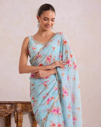 Light Floral Georgette Party Saree for Festive & Occasion Wear - AgapiSarees