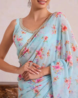 Light Floral Georgette Party Saree for Festive & Occasion Wear - AgapiSarees