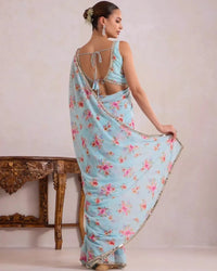 Light Floral Georgette Party Saree for Festive & Occasion Wear - AgapiSarees