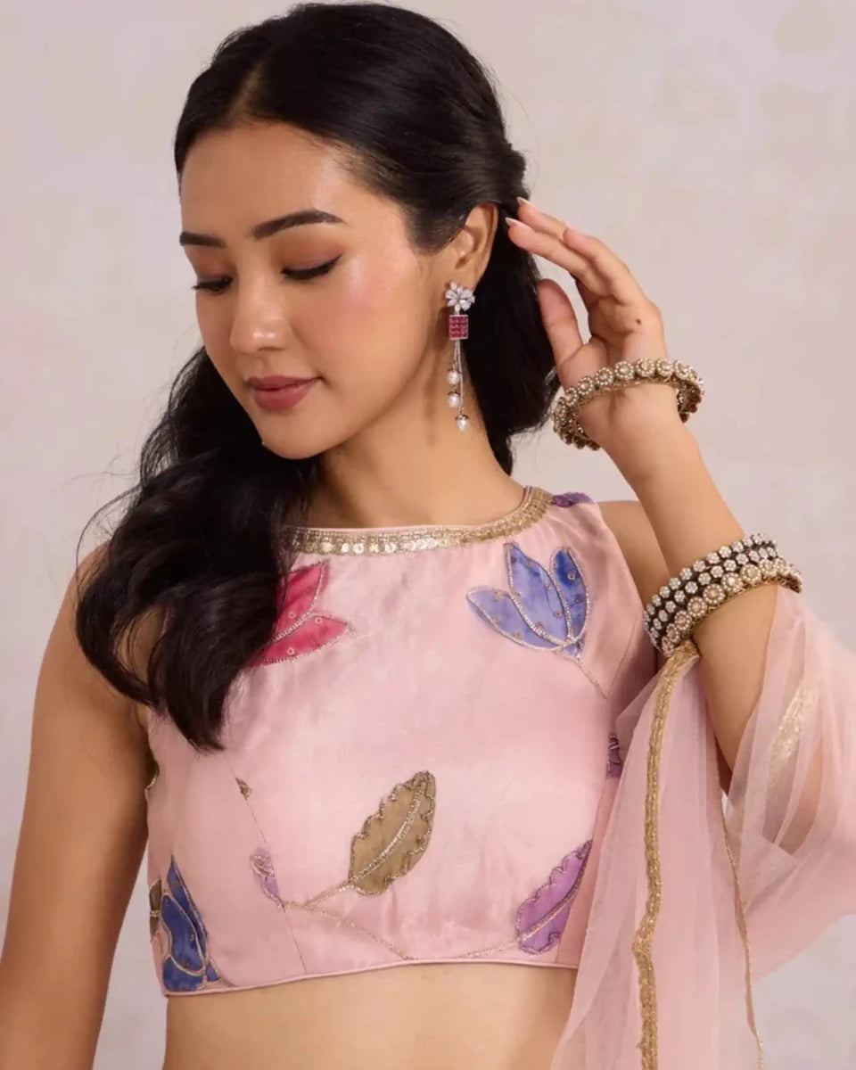 Light Pink Tulip Lehenga - AgapiLehengas