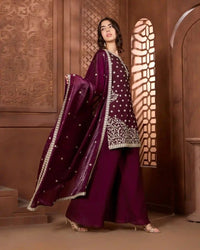 Mehr Maroon Kurthi Set for Festive & Ethnic Occasion Wear - AgapiSharara Set