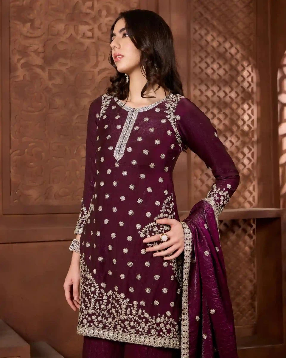 Mehr Maroon Kurthi Set for Festive & Ethnic Occasion Wear - AgapiSharara Set