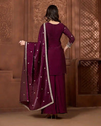 Mehr Maroon Kurthi Set for Festive & Ethnic Occasion Wear - AgapiSharara Set