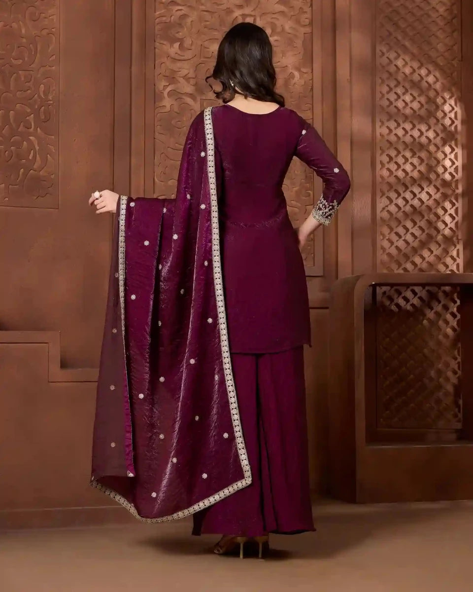 Mehr Maroon Kurthi Set for Festive & Ethnic Occasion Wear - AgapiSharara Set
