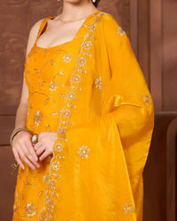 Mustard Sleeveless Kurthi Gharara Set - AgapiGharara Set