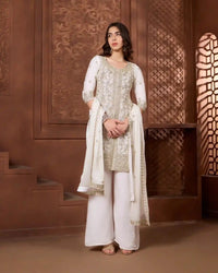 Noor Ivory Kurthi Set for Festive & Ethnic Occasion Wear - AgapiSharara Set