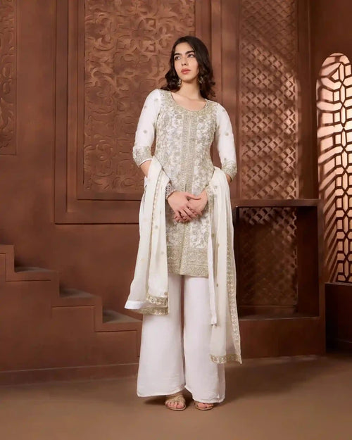 Noor Ivory Kurthi Set for Festive & Ethnic Occasion Wear - AgapiSharara Set