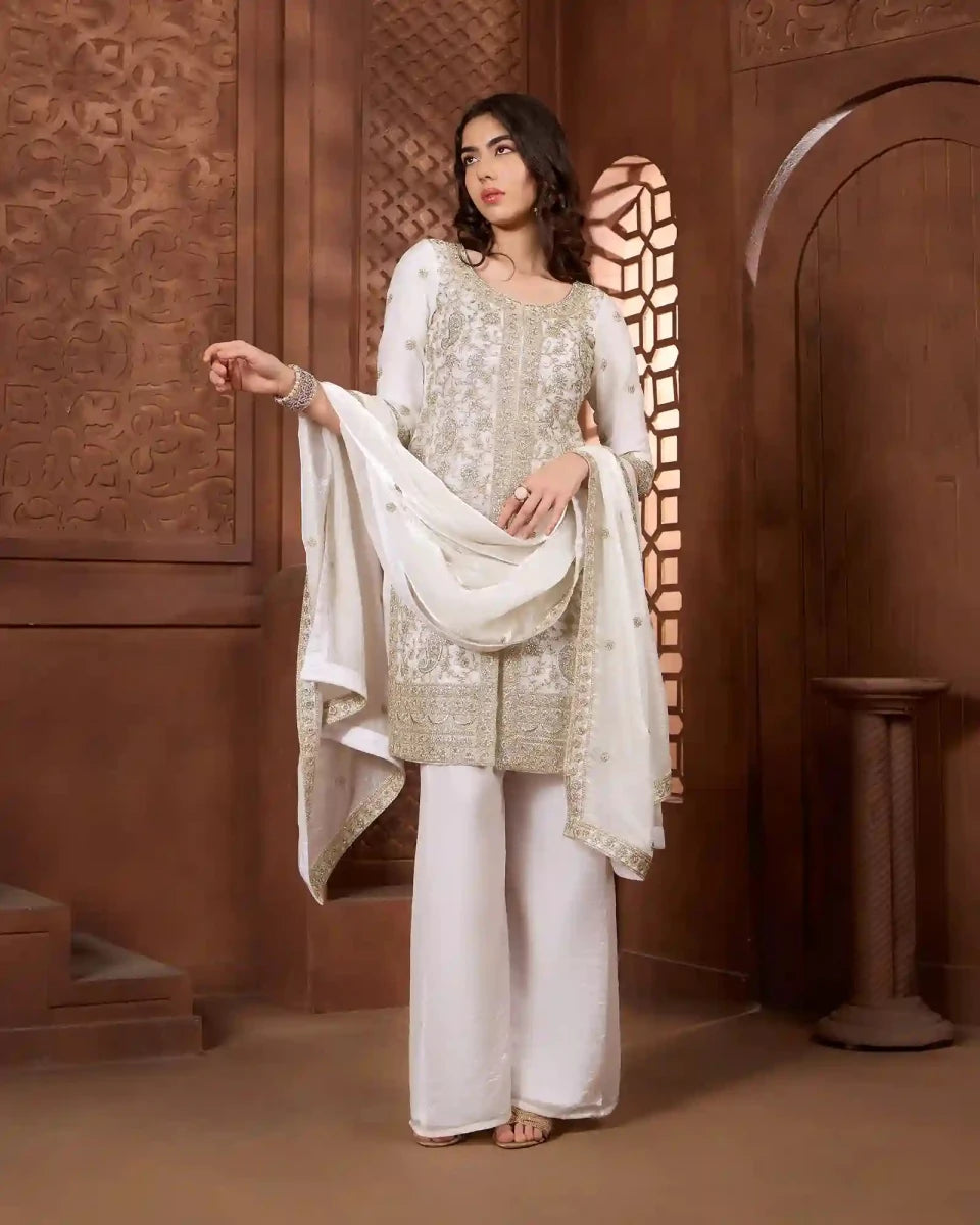 Noor Ivory Kurthi Set for Festive & Ethnic Occasion Wear - AgapiSharara Set