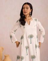 Basanta Palm Tree - AgapiCotton Kurthi