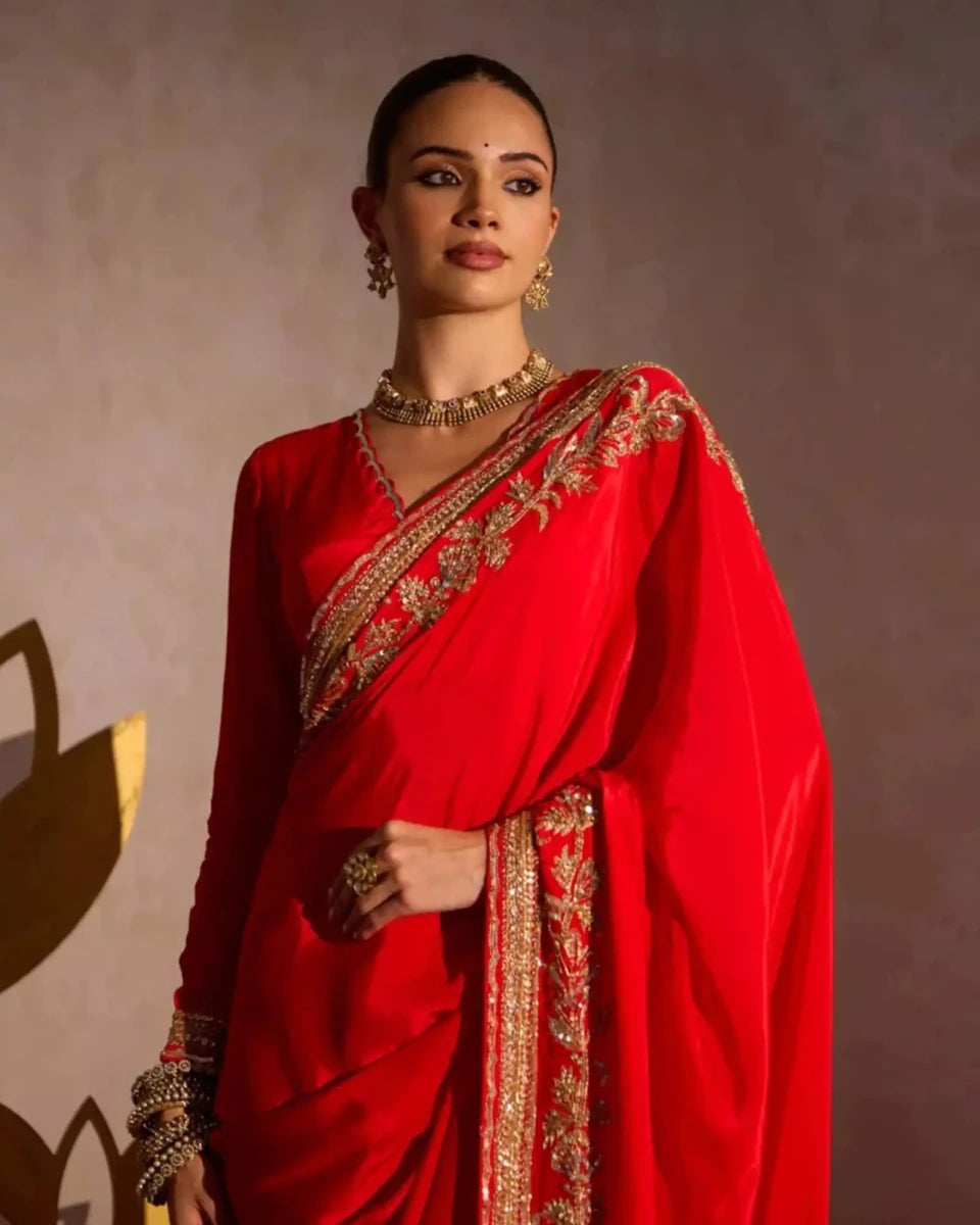 Phool Hand Work Bridal Saree - AgapiSarees