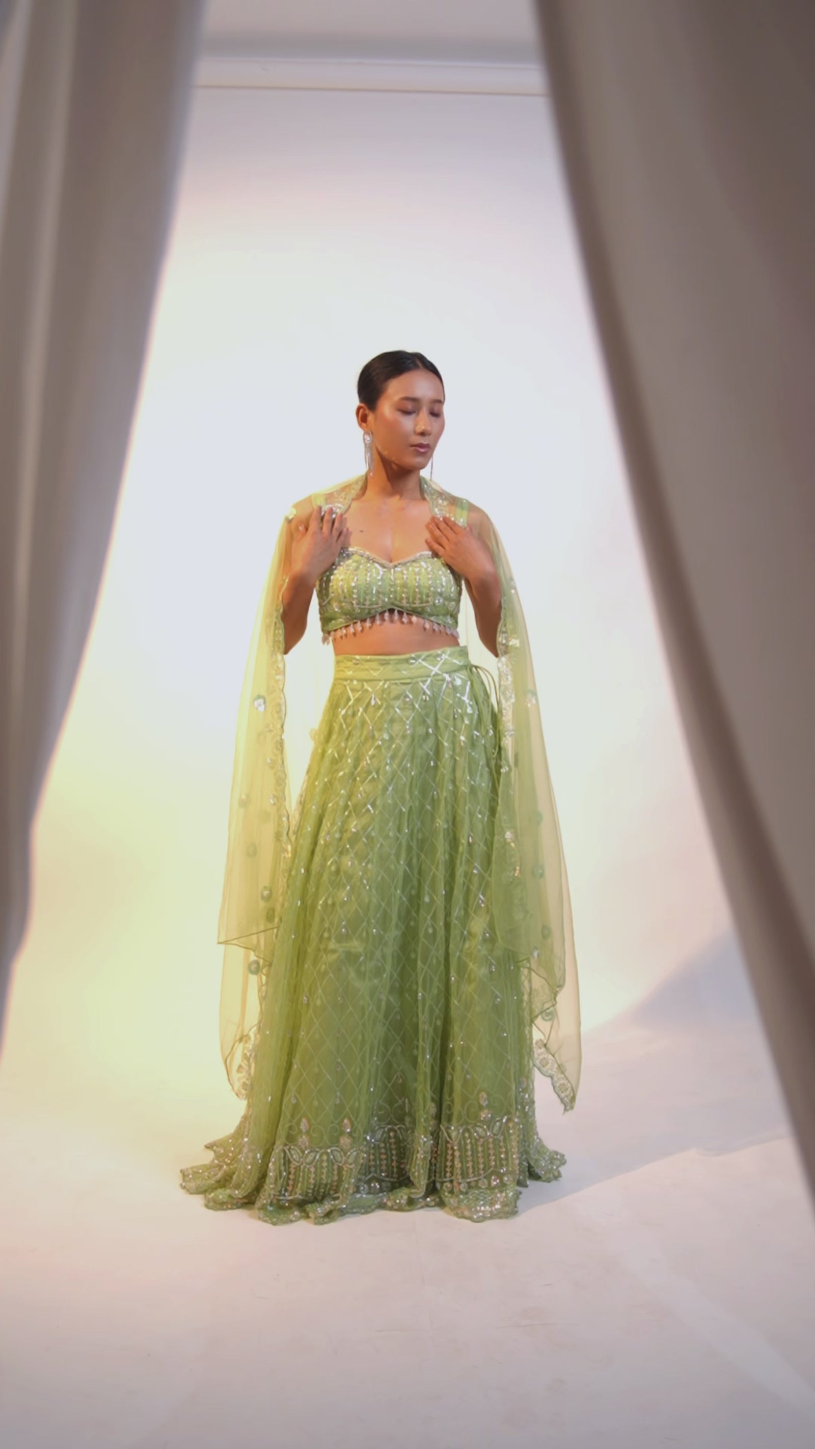 Mint Green Lehenga – Katdana Work