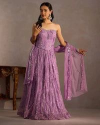 Purple Croset Sequence Lehenga - AgapiLehengas