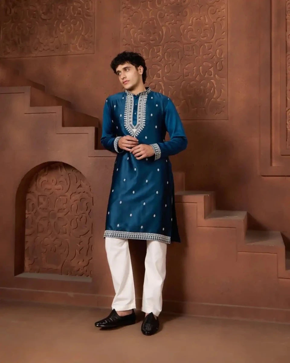 Premium Rayon Silk Embroidered Kurta Set - Agapi