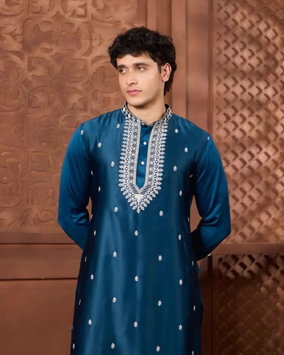 Premium Rayon Silk Embroidered Kurta Set - Agapi