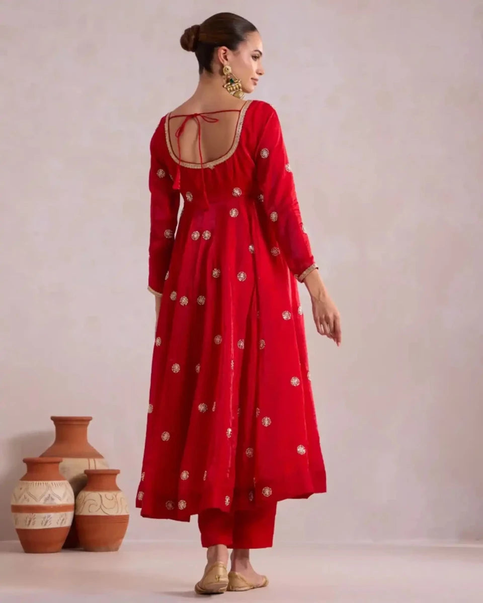 Royal Red Anarkali - AgapiAnarkali