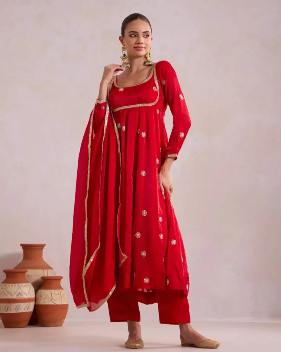 Royal Red Anarkali - AgapiAnarkali