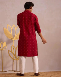 Regal Ruby Festive Ethnic Kurtha - AgapiMen's Kurthi