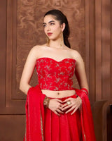 Safiya Red Corset Lehenga Set for Wedding & Party Wear - AgapiLehengas
