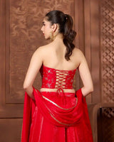Safiya Red Corset Lehenga Set for Wedding & Party Wear - AgapiLehengas