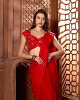 Safiya Red Ready to Wear Saree - AgapiSarees