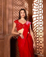 Safiya Red Ready to Wear Saree - AgapiSarees