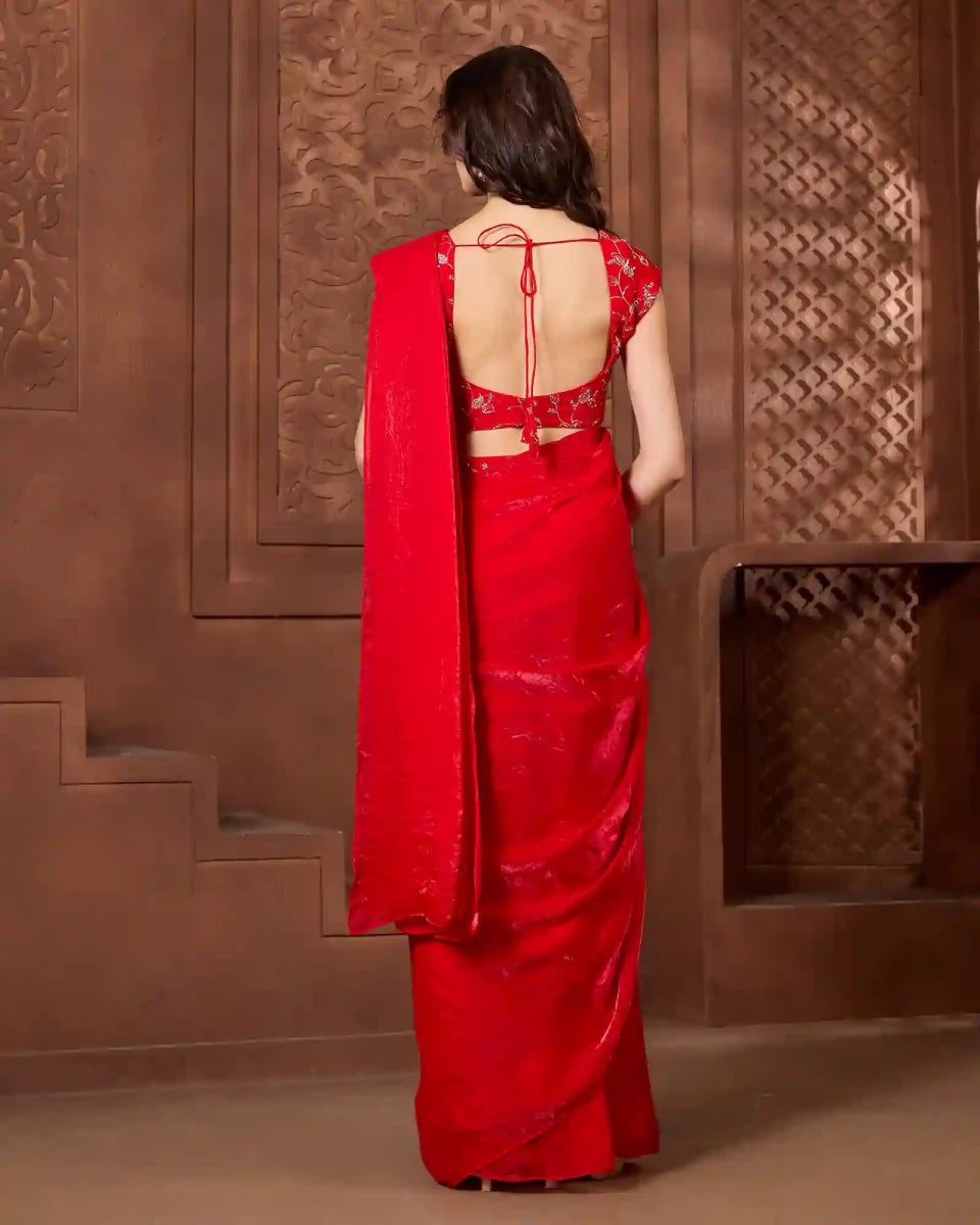 Safiya Red Ready to Wear Saree - AgapiSarees