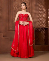 Safiya Red Corset Lehenga Set for Wedding & Party Wear - AgapiLehengas