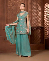 Sahar Seafoam Kurthi Set for Festive & Ethnic Occasion Wear - AgapiSharara Set