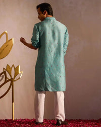 Sky Aura Kurta Set with Embroidery - AgapiMen's Kurthi